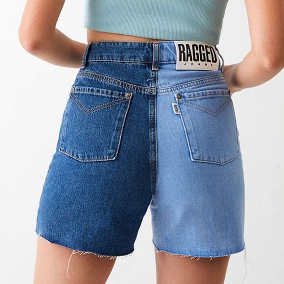 Ragged denim half and half shorts. XS - Picture 3 of 10